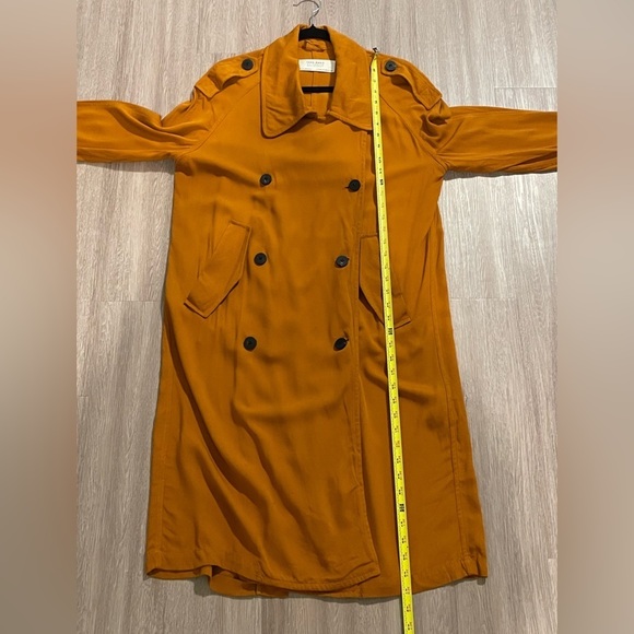 Zara Basic Women Longline Trench Coat XS Orange Lightweight Contemporary Preppy - Picture 16 of 17